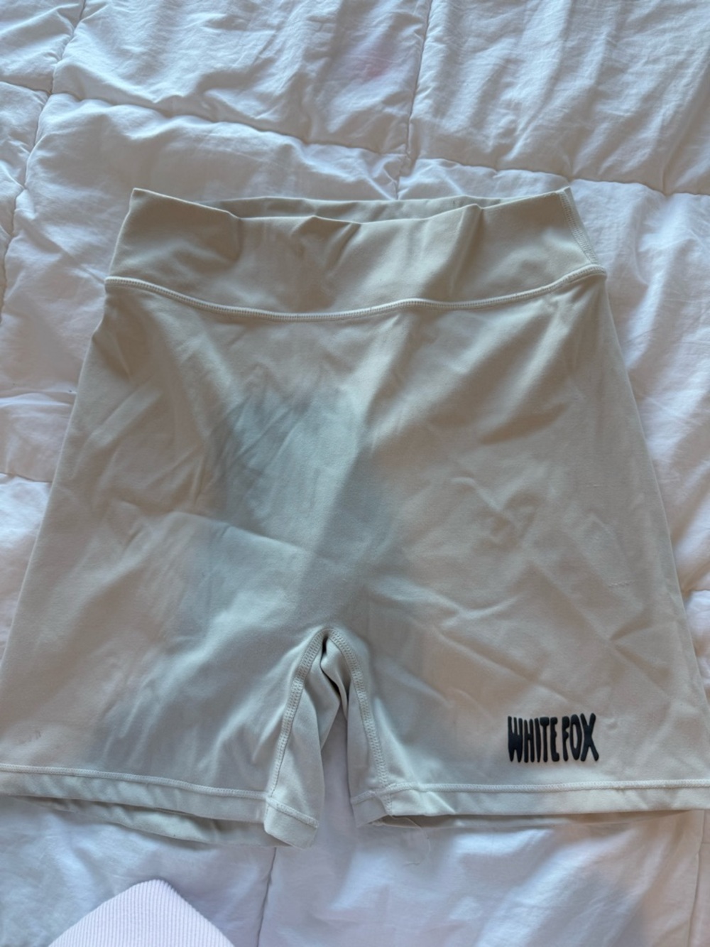 White Fox Boutique Cream High-Rise Bike Shorts